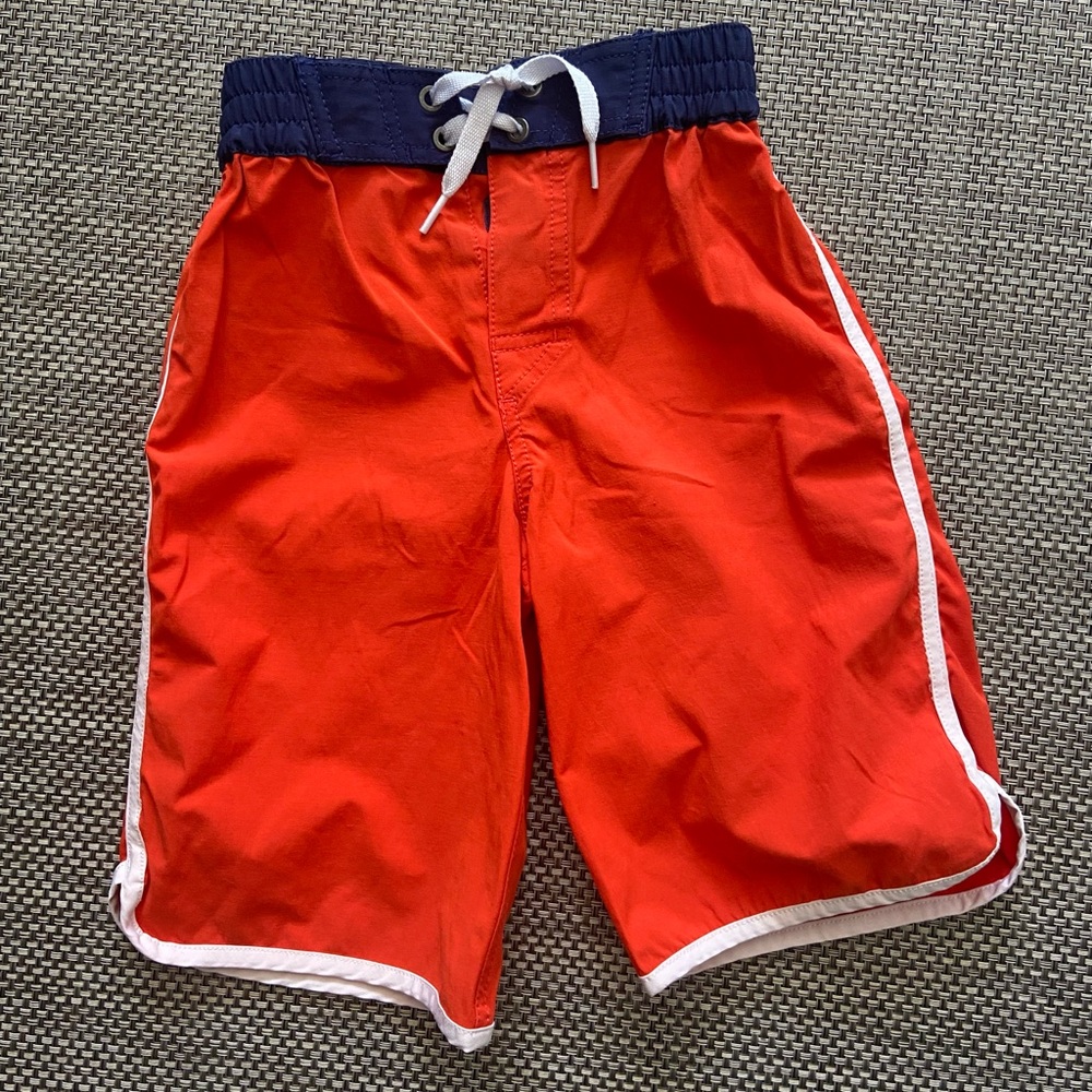Hannah Anderson Boy’s Size 120/ 6-7 Orange w Stripe Swim Trunks
